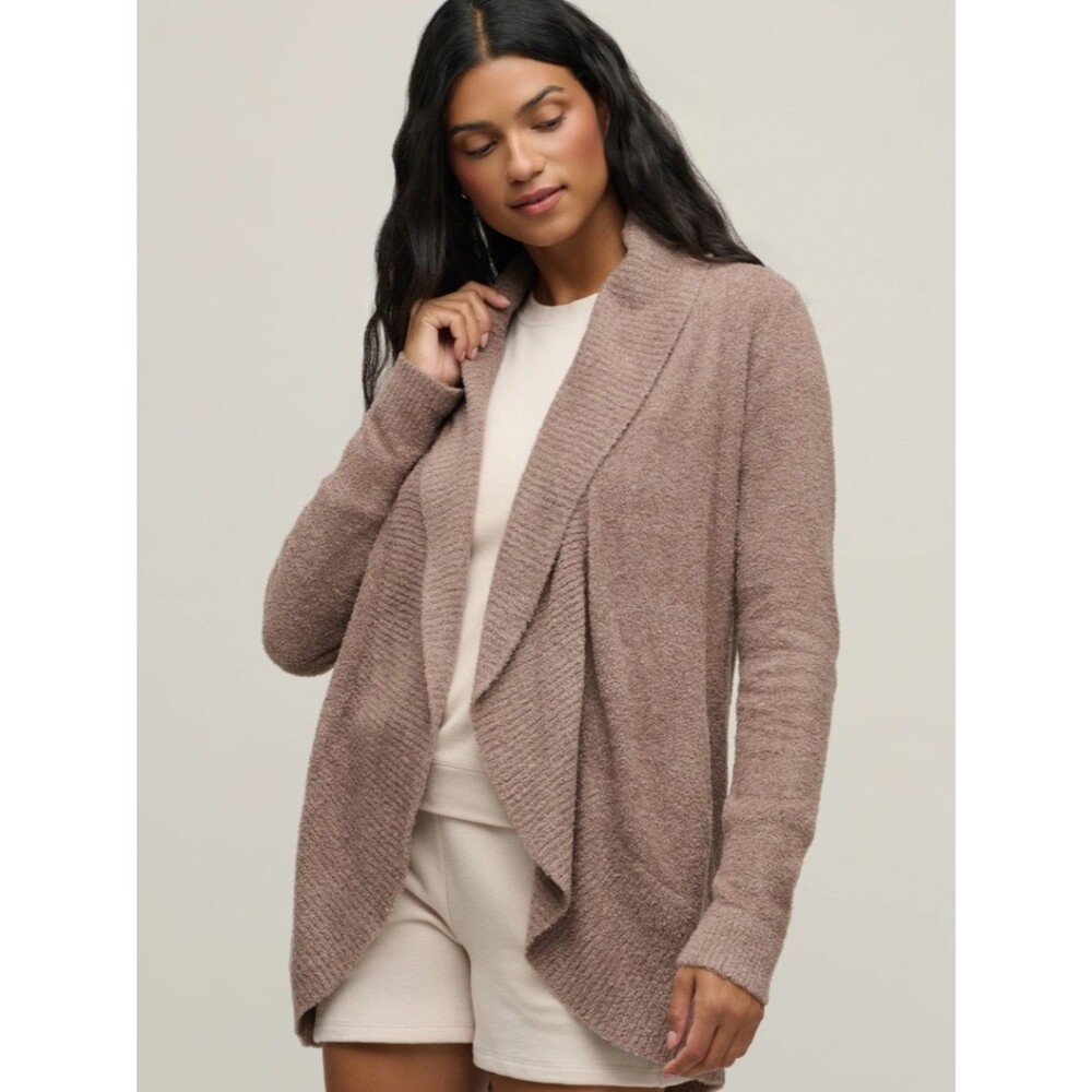 Barefoot Dreams CozyChic Lite Tan Cardigan Sweater Size Small